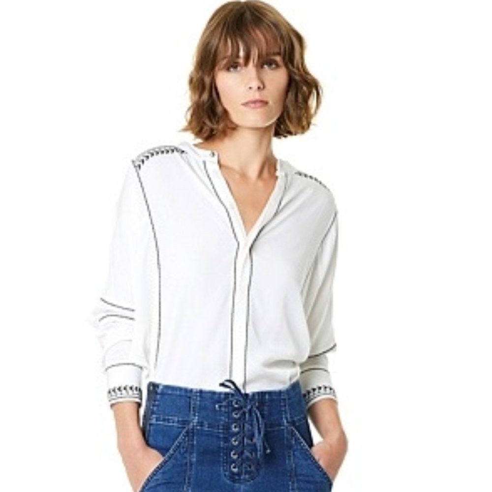 COUNTRY ROAD White Embroidered Panel Office Blouse Shirt RRP$179 - Picture 5 of 12